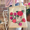 Reusable Large Capacity Canvas Shopping Bags Folding Eco-friendly Cotton Tote Bags DIY Shoulder Bag Grocery Handbag. 