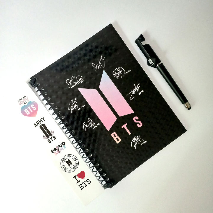 BTS Notebook with BTS Pen, Premium Quality, BTS Army, KPOP, Fully Customized Perfect Gift For Army