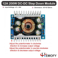 DC Step Down Module, DC-DC 12A Adjustable High-Power Low-Ripple Step Down Module 95% Car Power Module for Storage Batteries & Power Transformer. 
