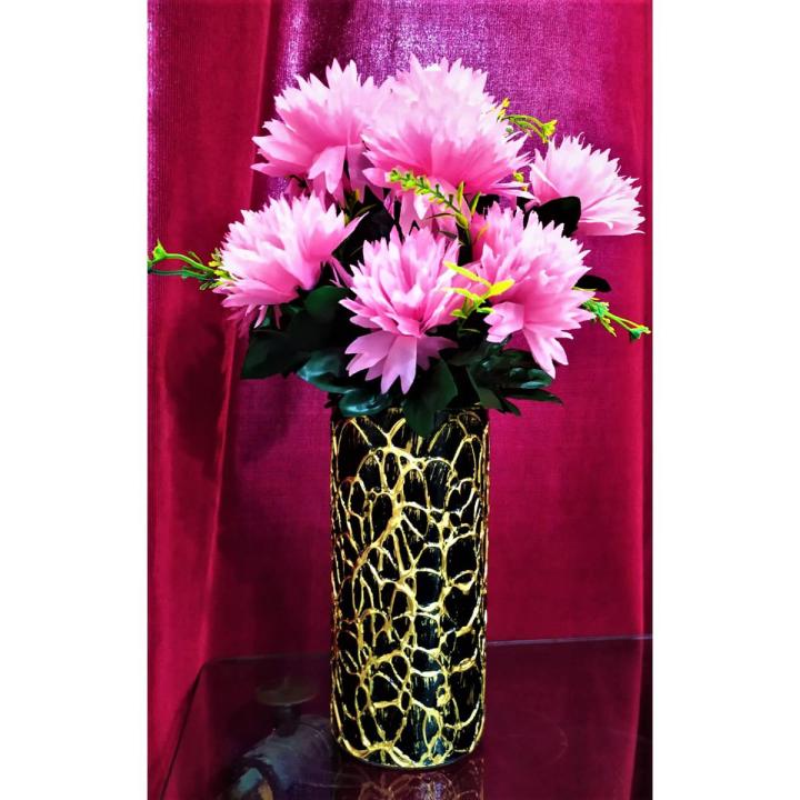 Beautiful vase guldan with flowers Size 1 feet / 12 inches - Flowers included - home and office table decoration - Postmodern Wall-Wall flower arrangement vase abstract minimalist décor woodlike vase planters Nordic Flower Ornament vase home decoration