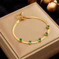 DIEYURO 316L Stainless Steel Green White Heart Zircon Charm Necklace Bracelets For Women Girl New Waterproof Jewelry Set Wedding. 