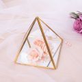 Glass Jewelry Box Golden Geometric Decorative Box Geometric Glass Pyramid Ring Holders for Wedding Birthday Gift S. 