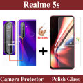 Realme 5s Polish Tempered Glass Screen Protector And Back Camera Protector 2 in 1 Combo. 
