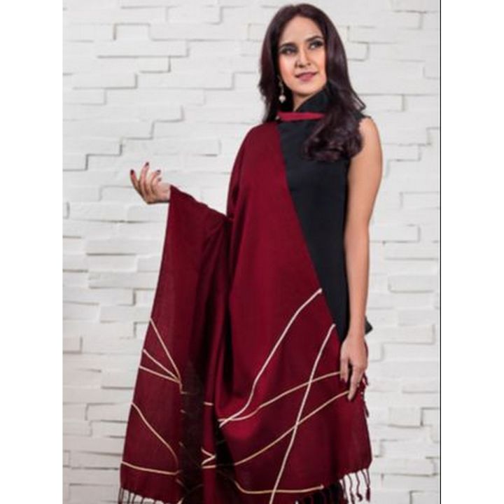 Nuqsh Fancy Deep Red Winter Shawl For Women