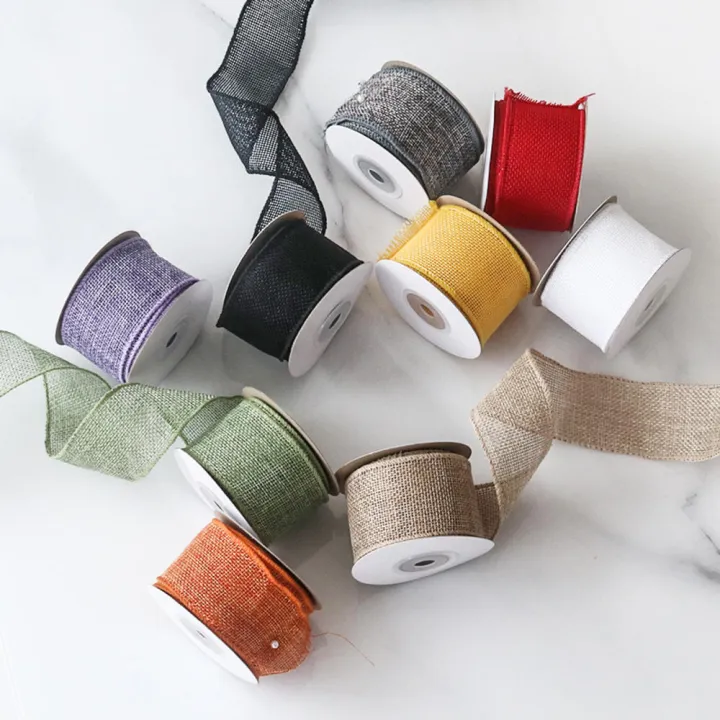 Burlap Imitation Linen Ribbon Diy Crafts 5 Yards Roll Iron Wired Edge ...