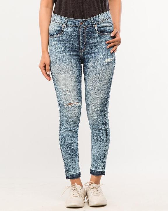 Blue Slim Fit High-Waisted Denim Pants for Women