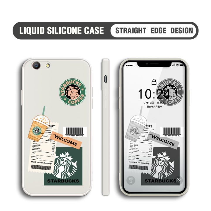 BILI for OPPO F1S / OPPO A59 Back Cover Creative Coffee Order Receipt Multicolor Liquid Silicone Phone Case Soft Square Lens Protection Phone Cases