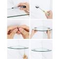 Wall Mounted Glass Bathroom Shelf Modern Shower Caddy Hotel Rack Corner Frame Toilet Diamond Shape Storage Basket Tripod Organiser Holder for Shampoo Glass corner shelve12x12inch. 