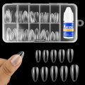 100 Pcs Coffin /Almond Transparent/White with Free Nail Glue Bottle False Nails  Ballerina Full Cover Acrylic Nail Extensions DIY Accessories Set with Box For Girls.. 