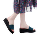 【FOOT SOFA】 korean fashion shoes for women ladies on sale Women Summer Bohemian Open Toe Fashion Non-Slip Wedge Slippers Sequin Beach Shoe. 