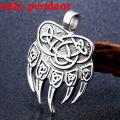 Beier Stainless Amulet Viking Slavic God Symbol Warding Veles Bear Paw With Lucky Knot Pendant Necklace Jewelry Bp8-291. 