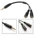 3.5mm Stereo Audio Male To 2 Female Headset Mic TRRS Y Splitter Cable Adapter - intl. 
