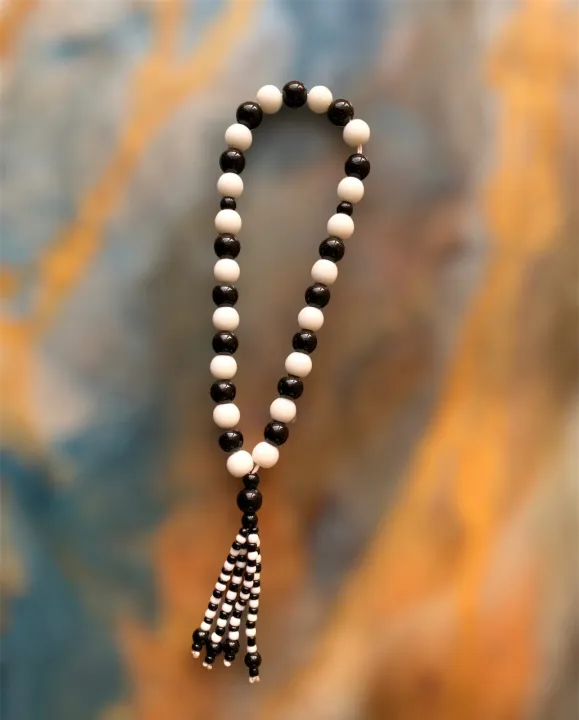 Black%20&%20white%20Marbal%20Beads%208mm%20Men's%20Prayer%20Beads%20Rosary%20Charm%20Bracelet%20for%20Women%20Men%20-%20Image%203