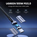 UGREEN 100W Fast Charge USB C to C Cable 5A E-Marker, Nylon Braided Type C Charger Cord 0.5m/1m/1.5m/2m/3m for MacBook Pro, iPhone 15, Galaxy S24 (Black/Blue/Green). 