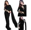 Ladies Sequence Embroidery Blouse with Petticoat and Pearls Attached Saree. 