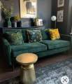 Modern Dark Green Wooden Five-Seater Sofa Set for Stylish Living Spaces. 