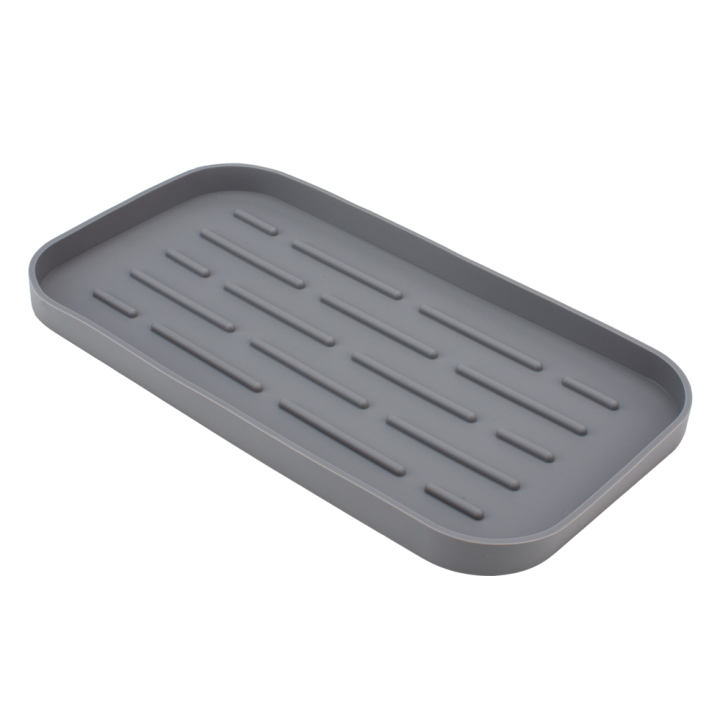 12"×4.72" Kitchen Sink Organizer Tray Durable Multiple Usage Grey Sponges Holder Non-slip Eco-Friendly Dish Soap Dispenser for Kitchen Bathroom Counter