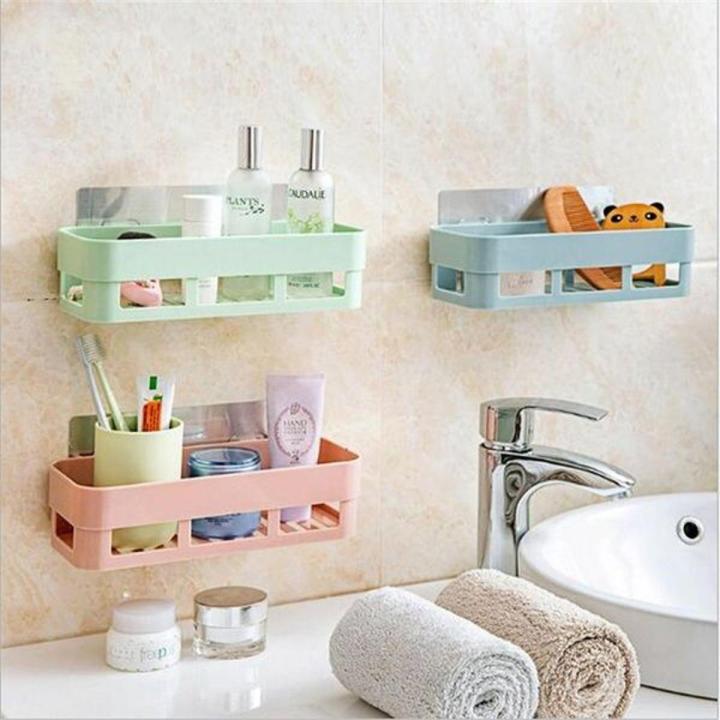 Kitchen Bathroom Organizer Wall Storage Rack Organizer Stick Type Shower Shelf Basket Bathroom Storage Shower Floor Storage