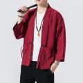 Chinese Style Kimono Cardigan Men Crane Printed Long Black Kimono Cardigan Men. 