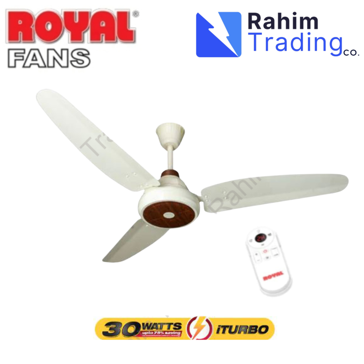 Royal Fans Ceiling Fan 30 Watts Inverter Copper 56 Inch OffWhite |fan||royal fan|  Available at Rahim Trading Co.