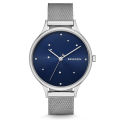 Skagen Blue Dial Silver Mesh Bracelet Watch For Women SKW2391. 