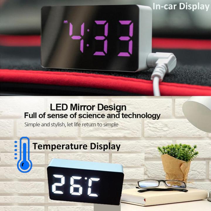 LED Mirror Digital Clock Smart Timer Mini Square Small Alarm Clock Cartoon Digital Luminous Electronic Clocks Home Decoration