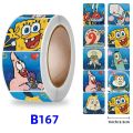 New Cartoon Cute Spongebob Tape Stickers Creative Ins Decorative Sealing Stickers Card Wall Stickers Roll Stickers 500 PiecesBasketball. 