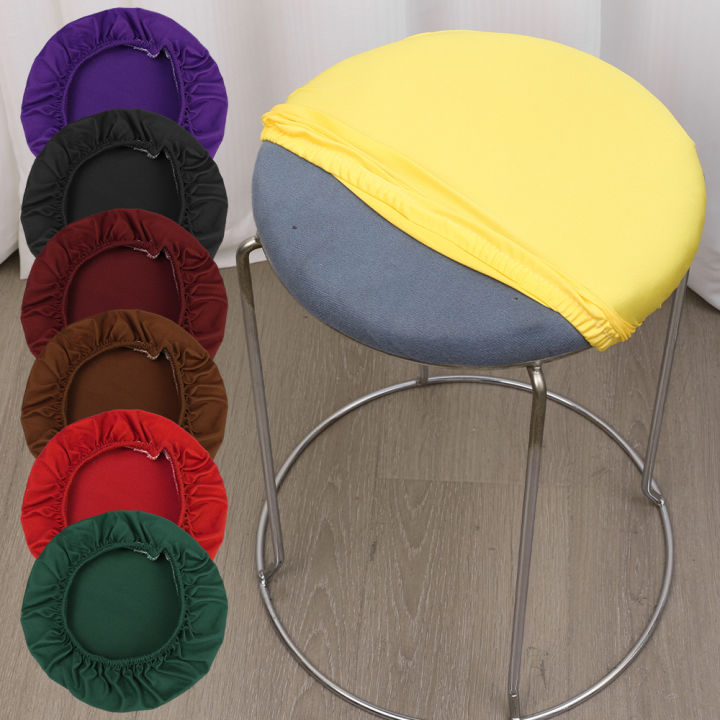 Round Chair Cover Spandex Bar Stool Cover Elastic Seat Covers For Coffee Bar Home Chair Solid Stretch Chair Cover 1Pcs