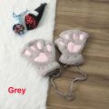 【Happier】 Cute Cat Paw Fluffy Claw Fingerless Gloves Warm Soft Plush Fingerless Panda Glove Half Finger Women Winter Wear Christmas Gifts. 