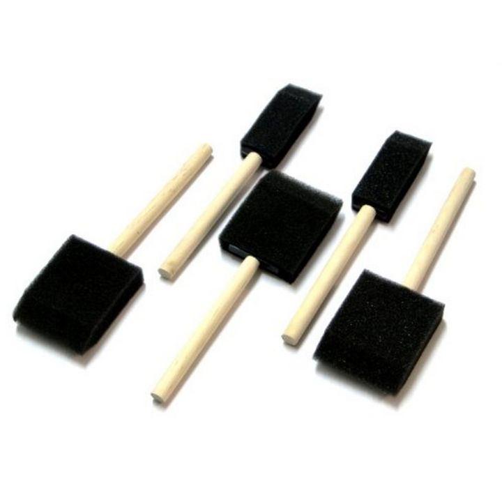 5pcs/Set Foam Sponge Brush For Art Painting Outus Assorted Size Poly Foam Brush Set Foam Paint Brushes with Wood Handle5 Pieces