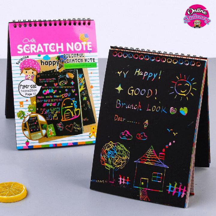 Kids Magic Drawing Paper Scratch Sketch Notebook 10 Pages A6/ A5/ A4 Size
