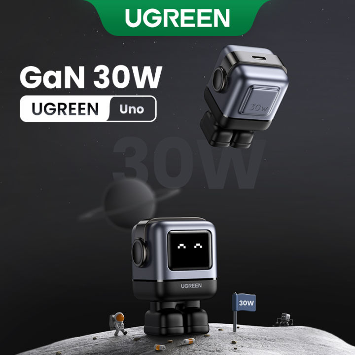UGREEN Uno Robot 30W GaN USB C Charger, PD Fast Wall Power Adapter with Dynamic LED Display, Compatible with iPhone 16/15 Pro Max, Galaxy S25/S24 Ultra, Xiaomi 15 Pro