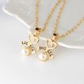 2pcs/set Heart Big Sis Lil Sis Necklace For 2 Handstamped Bff Chains Pendant Family Necklace Engraved Girl Sister. 