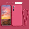 Phone Case for Huawei Y9s/Nova 7/Nova 7 Se/Y7a Casing Straight Edge Liquid Silicone Soft TPU Pure Color Shockproof Back Cover and Lanyard. 