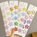 10 PCs Star Shaped Dotted Hair Clips - Star Shape Clips - Star Shape Hairpins. 