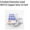 High Quality 6 Sockets Extension Lead / Socket For Heavy Load - 99.9% Copper Wire. 