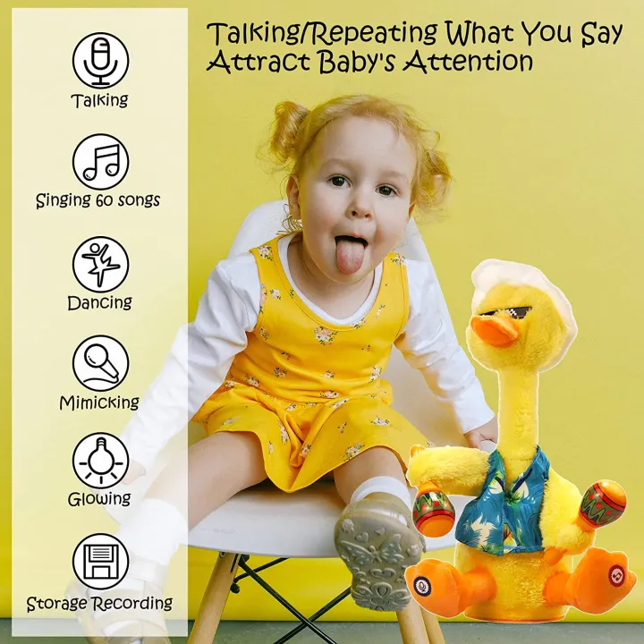 Talk%20Back%20Duck%20Toy,%20Electric%20Dancing%20Light%20Up%20Rattles%20Baby%20Toys,%20Talking%20Toy%20Repeats%20What%20You%20Say%20Wriggle%20Interactive%20Plush%20Toy%20Dancing%20Duck%20Singing%2060%20Songs%20-%20Image%205