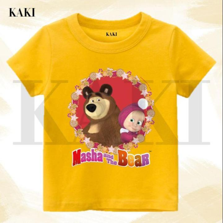 Masha and the Bear Cotton Printed T-Shirts For Girls