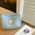 Flower Cosmetic Bag Large Travel Wash Pouch Storage Bag Quilted Cotton Makeup Bag Soft Makeup Case. 