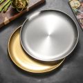 Salad Plate Premium Stainless Steel Dinner Plates Durable Round Salad Serving Plate for Home Kitchen Bbq Quality Tableware for Barbecue Plate. 