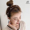 Korean Style Widen Fishbone Braid Headbands Pearl Wig Twist Handmade Retro Head Hoop Temperament Fairy Hair Accessories. 