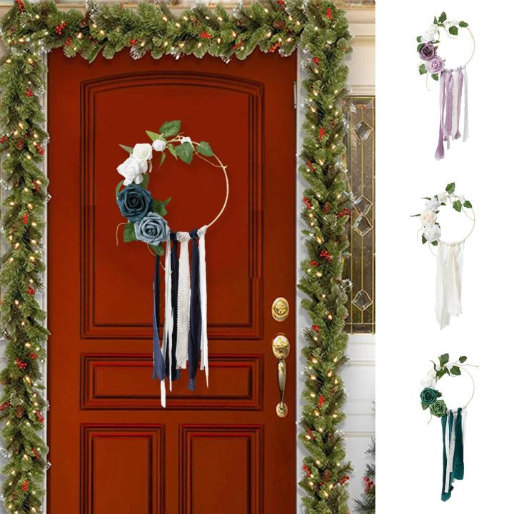 Decorative Floral Wreath Handmade Artificial Flower Wreath for Festive Wall Hanging Decoration Fine Craftsmanship Perfect for Parties Southeast Asian Buyers' Favorite Front Door Wreath
