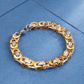 Beiyan Jewelry Wholesale Fashion Stainless Steel 18K Gold Plating Color Silver Black Byzantine Men Bracelet. 