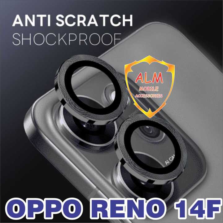 Oppo Reno 14F Camera Lens Ring Alloy Tempered Glass Protector Premium Quality Full Lens Cover Tempered Glass Protector