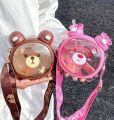 Bear Water Bottle with double drinking cup large capacity cute cartoon children’s water cup.. 