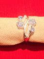 Premium Luxury Gold-Plated Zircon Ring for Women – Elegant Attractive Engagement & Party Ring. 