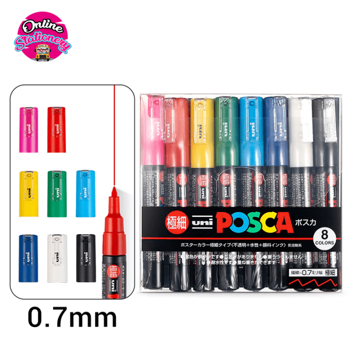 POSCA Acrylic Paint Markers Pen Set Pack of 8PCS 0.7mm Daraz.pk
