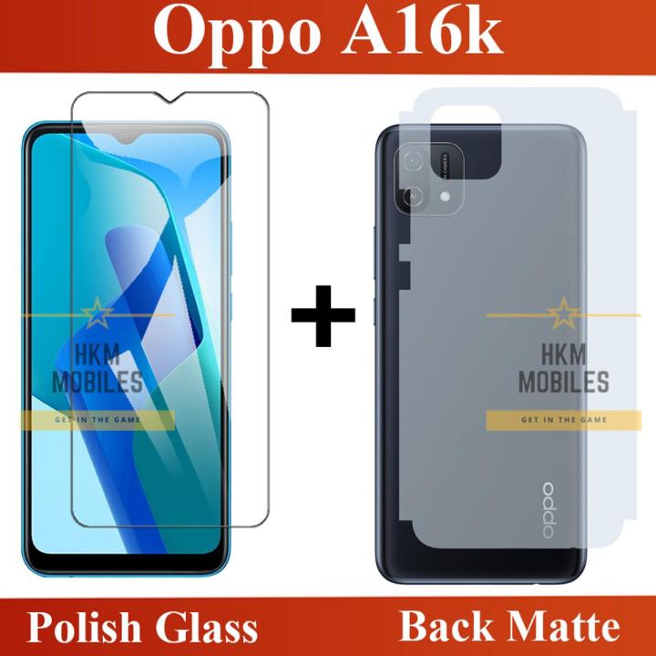 Oppo A16K Screen Protector Polish Tempered Glass + Soft Skin Fiber Sheet Back Matte Protector For Oppo A16K