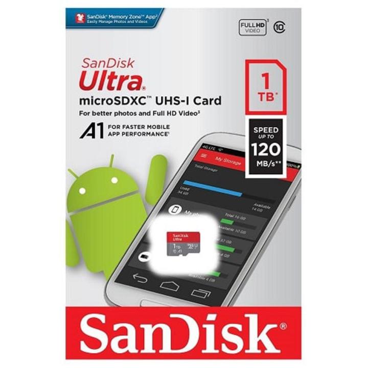 SanDisk 1TB Ultra Micro SDXC UHS-I Memory Card without Adapter - 120MB/s, C10, U1, Full HD, A1, Micro SD Card - SDSQUA4-1T00-GN6MA