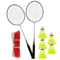 Pack of 9 - Badminton Set - Multicolour pair of racket 6 shuttle with net included. 